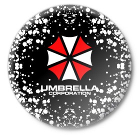 Значок с принтом Umbrella Corporation. в Кировске,  металл | круглая форма, металлическая застежка в виде булавки | resident evil | umbrella corporation | амбрелла | амбрелла корпорейшн | вирус | вымышленная военная и фармацевтическая корпорация | игра | умбрелла