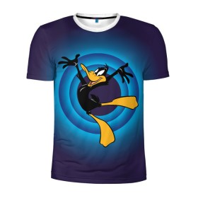Мужская футболка 3D спортивная с принтом Даффи Дак в Кировске, 100% полиэстер с улучшенными характеристиками | приталенный силуэт, круглая горловина, широкие плечи, сужается к линии бедра | daffy duck | looney tunes | vdzabma | даффи дак | луни тюнз