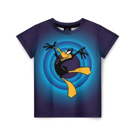 Детская футболка 3D с принтом Даффи Дак в Кировске, 100% гипоаллергенный полиэфир | прямой крой, круглый вырез горловины, длина до линии бедер, чуть спущенное плечо, ткань немного тянется | daffy duck | looney tunes | vdzabma | даффи дак | луни тюнз
