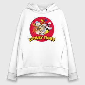 Женское худи Oversize хлопок с принтом Looney Tunes в Кировске, френч-терри — 70% хлопок, 30% полиэстер. Мягкий теплый начес внутри —100% хлопок | боковые карманы, эластичные манжеты и нижняя кромка, капюшон на магнитной кнопке | bugs bunny | daffy duck | looney tunes | sylvester | tasmanian devil | taz | tweety | vdzabma | багз банни | даффи дак | луни тюнз | сильвестр | таз | тасманский дьявол | твити