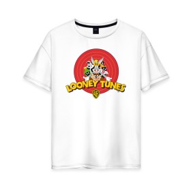 Женская футболка хлопок Oversize с принтом Looney Tunes в Кировске, 100% хлопок | свободный крой, круглый ворот, спущенный рукав, длина до линии бедер
 | bugs bunny | daffy duck | looney tunes | sylvester | tasmanian devil | taz | tweety | vdzabma | багз банни | даффи дак | луни тюнз | сильвестр | таз | тасманский дьяво | твити