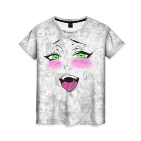 Женская футболка 3D с принтом Ахегао в Кировске, 100% полиэфир ( синтетическое хлопкоподобное полотно) | прямой крой, круглый вырез горловины, длина до линии бедер | ahegao | ahegao face | anime | manga | аниме | аниме лицо | ахегао | ахегао лицо | ахигао | манга