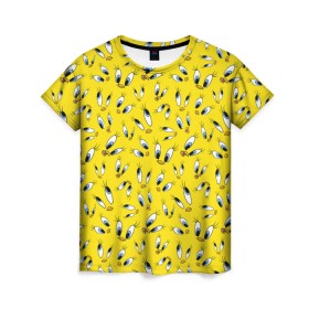 Женская футболка 3D с принтом Твити в Кировске, 100% полиэфир ( синтетическое хлопкоподобное полотно) | прямой крой, круглый вырез горловины, длина до линии бедер | looney tunes | tweety | vdzabma | луни тюнз | твити