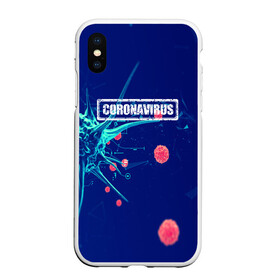 Чехол для iPhone XS Max матовый с принтом CORONAVIRUS в Кировске, Силикон | Область печати: задняя сторона чехла, без боковых панелей | covid 19 | molecule | абстракция | клетки | коронавирус | медицина | микробы | молекулы | наука | нейрон | нейроны | текстура | текстуры | формула