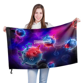 Флаг 3D с принтом CORONAVIRUS в Кировске, 100% полиэстер | плотность ткани — 95 г/м2, размер — 67 х 109 см. Принт наносится с одной стороны | covid 19 | molecule | абстракция | клетки | коронавирус | медицина | микробы | молекулы | наука | нейрон | нейроны | текстура | текстуры | формула