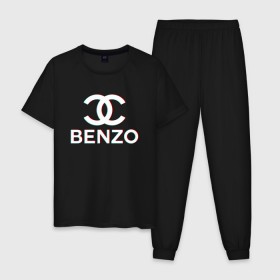 Мужская пижама хлопок с принтом BBT BENZO GANG в Кировске, 100% хлопок | брюки и футболка прямого кроя, без карманов, на брюках мягкая резинка на поясе и по низу штанин
 | bbt | benzo | benzo gang | big baby tape | ббт | бензо