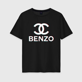 Женская футболка хлопок Oversize с принтом BBT BENZO GANG в Кировске, 100% хлопок | свободный крой, круглый ворот, спущенный рукав, длина до линии бедер
 | bbt | benzo | benzo gang | big baby tape | ббт | бензо