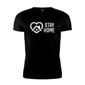 Мужская футболка премиум с принтом INSTAGRAM (STAY HOME). в Кировске, 92% хлопок, 8% лайкра | приталенный силуэт, круглый вырез ворота, длина до линии бедра, короткий рукав | instagram | stay home | дистанция | инстаграм | логотип | лучше дома | остаться дома | сиди дома