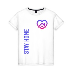 Женская футболка хлопок с принтом INSTAGRAM (STAY HOME). в Кировске, 100% хлопок | прямой крой, круглый вырез горловины, длина до линии бедер, слегка спущенное плечо | 