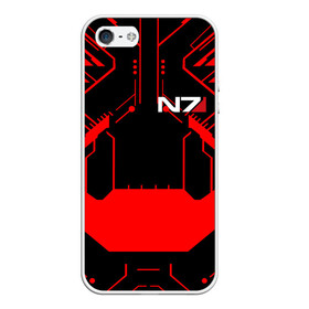 Чехол для iPhone 5/5S матовый с принтом MASS EFFECT N7 в Кировске, Силикон | Область печати: задняя сторона чехла, без боковых панелей | Тематика изображения на принте: bioware | n7 | shepard | броня | жнецы | костюм | масс эффект | н7 | стальная броня | шепард | эффект массы