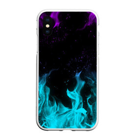 Чехол для iPhone XS Max матовый с принтом НЕОНОВЫЙ ОГОНЬ NEON FIRE в Кировске, Силикон | Область печати: задняя сторона чехла, без боковых панелей | bright | fire | flame | heat | light | neon | wildfire | искры | неон | огненный | огонь | пламя | пожар