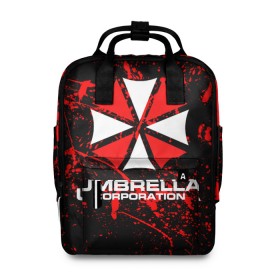 Женский рюкзак 3D с принтом Umbrella Corporation. в Кировске, 100% полиэстер | лямки с регулируемой длиной, сверху ручки, чтобы рюкзак нести как сумку. Основное отделение закрывается на молнию, как и внешний карман. Внутри два дополнительных кармана, один из которых закрывается на молнию. По бокам два дополнительных кармашка, куда поместится маленькая бутылочка
 | resident evil | umbrella corporation | амбрелла | амбрелла корпорейшн | вирус | вымышленная военная и фармацевтическая корпорация | игра | умбрелла