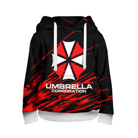 Детская толстовка 3D с принтом Umbrella Corporation. в Кировске, 100% полиэстер | двухслойный капюшон со шнурком для регулировки, мягкие манжеты на рукавах и по низу толстовки, спереди карман-кенгуру с мягким внутренним слоем | resident evil | umbrella corporation | амбрелла | амбрелла корпорейшн | вирус | вымышленная военная и фармацевтическая корпорация | игра | умбрелла