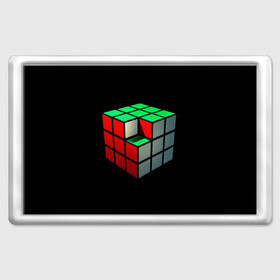 Магнит 45*70 с принтом Кубик Рубика в Кировске, Пластик | Размер: 78*52 мм; Размер печати: 70*45 | 3d | головоломка | игры | кубик | мозг | недостающий | рубика | элемент