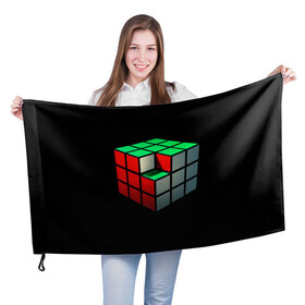 Флаг 3D с принтом Кубик Рубика в Кировске, 100% полиэстер | плотность ткани — 95 г/м2, размер — 67 х 109 см. Принт наносится с одной стороны | 3d | головоломка | игры | кубик | мозг | недостающий | рубика | элемент