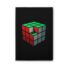 Обложка для автодокументов с принтом Кубик Рубика в Кировске, натуральная кожа |  размер 19,9*13 см; внутри 4 больших “конверта” для документов и один маленький отдел — туда идеально встанут права | 3d | головоломка | игры | кубик | мозг | недостающий | рубика | элемент