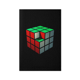 Обложка для паспорта матовая кожа с принтом Кубик Рубика в Кировске, натуральная матовая кожа | размер 19,3 х 13,7 см; прозрачные пластиковые крепления | 3d | головоломка | игры | кубик | мозг | недостающий | рубика | элемент