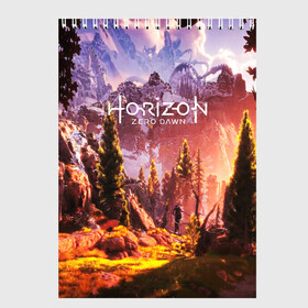 Скетчбук с принтом Horizon Zero Dawn в Кировске, 100% бумага
 | 48 листов, плотность листов — 100 г/м2, плотность картонной обложки — 250 г/м2. Листы скреплены сверху удобной пружинной спиралью | aloy | antasy girl | art | artwork | digital art | fantasy | horizon | horizon: zero dawn | landscape | tallneck | warrior fantasy | weapon | zero dawn