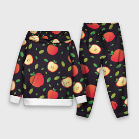 Детский костюм 3D (с толстовкой) с принтом Яблочный узор в Кировске,  |  | узор | узоры | фрукт | фрукты | яблоки | яблоко | ягода | ягоды