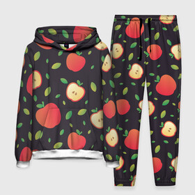 Мужской костюм 3D (с толстовкой) с принтом Яблочный узор в Кировске,  |  | узор | узоры | фрукт | фрукты | яблоки | яблоко | ягода | ягоды