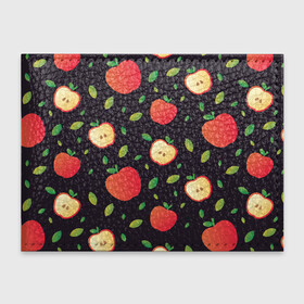 Обложка для студенческого билета с принтом Яблочный узор в Кировске, натуральная кожа | Размер: 11*8 см; Печать на всей внешней стороне | узор | узоры | фрукт | фрукты | яблоки | яблоко | ягода | ягоды