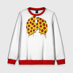 Детский свитшот 3D с принтом Pizza Clan в Кировске, 100% полиэстер | свободная посадка, прямой крой, мягкая тканевая резинка на рукавах и понизу свитшота | ghostface | method man | pizza | rap | rza | wu tang | ву танг | еда | метод мен | пицца | рэп