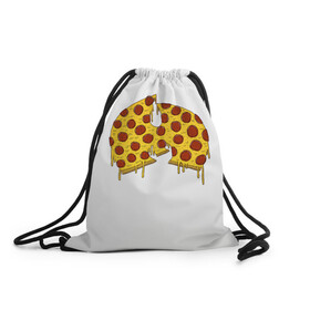 Рюкзак-мешок 3D с принтом Pizza Clan в Кировске, 100% полиэстер | плотность ткани — 200 г/м2, размер — 35 х 45 см; лямки — толстые шнурки, застежка на шнуровке, без карманов и подкладки | ghostface | method man | pizza | rap | rza | wu tang | ву танг | еда | метод мен | пицца | рэп