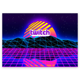 Поздравительная открытка с принтом Twitch  в Кировске, 100% бумага | плотность бумаги 280 г/м2, матовая, на обратной стороне линовка и место для марки
 | game | gamer | logo | trend | twitch | twitties | игры | логотип | мода | надписи | стрим | твитч | тренд