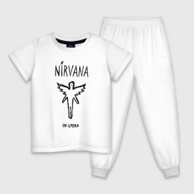 Детская пижама хлопок с принтом Nirvana In utero в Кировске, 100% хлопок |  брюки и футболка прямого кроя, без карманов, на брюках мягкая резинка на поясе и по низу штанин
 | in utero | nirvana | nirvana in utero | smile | курт кобейн | нирвана | нирвана in utero