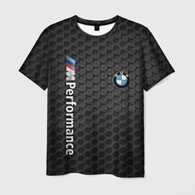 Мужская футболка 3D с принтом BMW PERFORMANCE в Кировске, 100% полиэфир | прямой крой, круглый вырез горловины, длина до линии бедер | bmw | абстракция | авто | автомобиль | бмв | железо | лого | логотип | машина | сетка | скорость | соты | сталь
