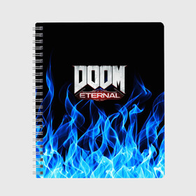 Тетрадь с принтом DOOM ETERNAL в Кировске, 100% бумага | 48 листов, плотность листов — 60 г/м2, плотность картонной обложки — 250 г/м2. Листы скреплены сбоку удобной пружинной спиралью. Уголки страниц и обложки скругленные. Цвет линий — светло-серый
 | doom | doom eternal | game | дум | игры