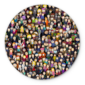 Коврик для мышки круглый с принтом Персонажи South Park в Кировске, резина и полиэстер | круглая форма, изображение наносится на всю лицевую часть | Тематика изображения на принте: park | sout | мультик | парк | патрен | персонаж | саус | сериал | толпа | южный