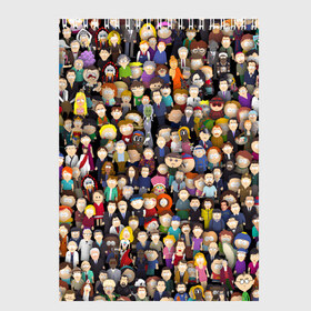 Скетчбук с принтом Персонажи South Park в Кировске, 100% бумага
 | 48 листов, плотность листов — 100 г/м2, плотность картонной обложки — 250 г/м2. Листы скреплены сверху удобной пружинной спиралью | Тематика изображения на принте: park | sout | мультик | парк | патрен | персонаж | саус | сериал | толпа | южный