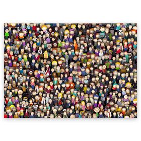 Поздравительная открытка с принтом Персонажи South Park в Кировске, 100% бумага | плотность бумаги 280 г/м2, матовая, на обратной стороне линовка и место для марки
 | Тематика изображения на принте: park | sout | мультик | парк | патрен | персонаж | саус | сериал | толпа | южный