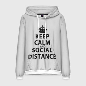 Мужская толстовка 3D с принтом Keep Calm And Social Distance в Кировске, 100% полиэстер | двухслойный капюшон со шнурком для регулировки, мягкие манжеты на рукавах и по низу толстовки, спереди карман-кенгуру с мягким внутренним слоем. | 2019 | biohazard | calm | china | coronavirus | covid 19 | inc | keep | ncov | ncov19 | ncov2019 | plague | survivor | virus | warning | вирус | дистанцию | коронавирус | соблюдай