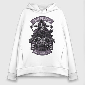 Женское худи Oversize хлопок с принтом Grim Reaper Motorcycle в Кировске, френч-терри — 70% хлопок, 30% полиэстер. Мягкий теплый начес внутри —100% хлопок | боковые карманы, эластичные манжеты и нижняя кромка, капюшон на магнитной кнопке | Тематика изображения на принте: байк | байкер | борода | бородатый | велосипеды | винтаж | гонки | гонщик | джентльмен | крейсер | мото | мотобайк | мотоцикл | подарок | рок | рокер | трюк | усы | хардрок | хипстер | череп | чоппер