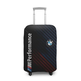 Чехол для чемодана 3D с принтом BMW PERFORMANCE в Кировске, 86% полиэфир, 14% спандекс | двустороннее нанесение принта, прорези для ручек и колес | bmw | абстракция | авто | автомобиль | бмв | лого | логотип | машина | скорость