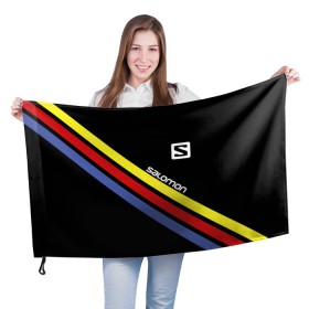 Флаг 3D с принтом Salomon в Кировске, 100% полиэстер | плотность ткани — 95 г/м2, размер — 67 х 109 см. Принт наносится с одной стороны | salomon | активный отдых | альпинизм | биатлон | зима | лыжи | сноуборд | спорт