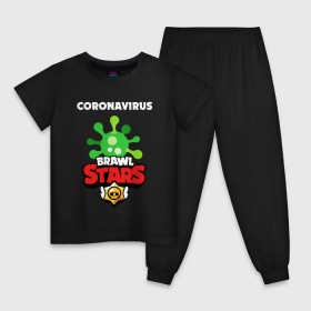 Детская пижама хлопок с принтом BRAWL STARS CORONAVIRUS в Кировске, 100% хлопок |  брюки и футболка прямого кроя, без карманов, на брюках мягкая резинка на поясе и по низу штанин
 | 