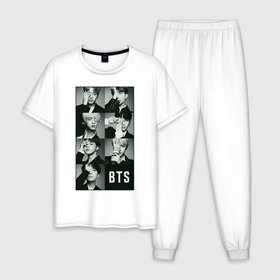 Мужская пижама хлопок с принтом BTS в Кировске, 100% хлопок | брюки и футболка прямого кроя, без карманов, на брюках мягкая резинка на поясе и по низу штанин
 | bts | j hope | j pop | jimin | jin | jungkook | k pop | korea | music | nct | pop | pop idols | suga | v | айдолы | бтс | идолы | к поп | корейская музыка | корея | нст | поп | попса | чимин