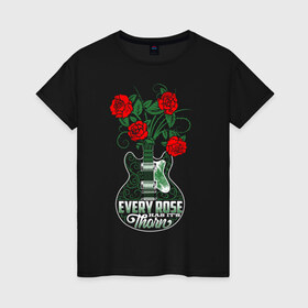 Женская футболка хлопок с принтом Каждая роза имеет шипы в Кировске, 100% хлопок | прямой крой, круглый вырез горловины, длина до линии бедер, слегка спущенное плечо | ваза | гитара | девушки | любовь | цветы
