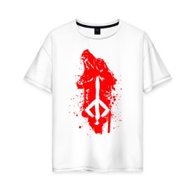 Женская футболка хлопок Oversize с принтом BLOODBORNE в Кировске, 100% хлопок | свободный крой, круглый ворот, спущенный рукав, длина до линии бедер
 | bloodborne | hunter | знак охотника | охотник | рожденный кровью