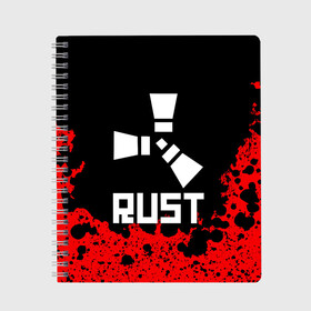 Тетрадь с принтом RUST в Кировске, 100% бумага | 48 листов, плотность листов — 60 г/м2, плотность картонной обложки — 250 г/м2. Листы скреплены сбоку удобной пружинной спиралью. Уголки страниц и обложки скругленные. Цвет линий — светло-серый
 | dayz | facepunch | rust | state of decay | survival | the forest | this war of mine | выживалка rust | раст