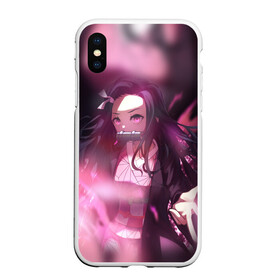 Чехол для iPhone XS Max матовый с принтом NEZUKO DEMON SLAYER KIMETSU NO YAIBA КЛИНОК РАССЕКАЮЩИЙ ДЕМОНОВ в Кировске, Силикон | Область печати: задняя сторона чехла, без боковых панелей | demon slayer | kimetsu no yaiba | nezuko | shinobu | slayer | tanjiro | zenitsu | гию томиока | зенитцу | иноске хашибира | клинок рассекающий демонов | незуко | танджиро | шинобу кочо