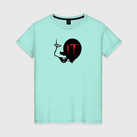 Женская футболка хлопок с принтом IT в Кировске, 100% хлопок | прямой крой, круглый вырез горловины, длина до линии бедер, слегка спущенное плечо | Тематика изображения на принте: it | pennywise | vdosadir | андрес мускетти | оно | пеннивайз