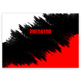 Поздравительная открытка с принтом PREDATOR в Кировске, 100% бумага | плотность бумаги 280 г/м2, матовая, на обратной стороне линовка и место для марки
 | aliens | avp | black | cinema | predator | кино | фильм хищник | фильмы | хищник | чёрный | чужой
