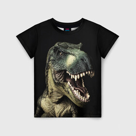 Детская футболка 3D с принтом Динозавр T-Rex в Кировске, 100% гипоаллергенный полиэфир | прямой крой, круглый вырез горловины, длина до линии бедер, чуть спущенное плечо, ткань немного тянется | dino | dinosauria | t rex | ti rex | дино | динозавр | парк юрского | т рекс | ти рекс | чудовище | юрский период | ящер | ящерица