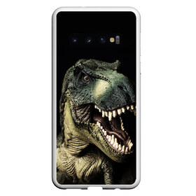 Чехол для Samsung Galaxy S10 с принтом Динозавр T-Rex в Кировске, Силикон | Область печати: задняя сторона чехла, без боковых панелей | dino | dinosauria | t rex | ti rex | дино | динозавр | парк юрского | т рекс | ти рекс | чудовище | юрский период | ящер | ящерица