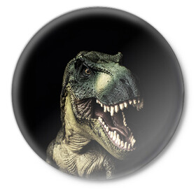 Значок с принтом Динозавр T-Rex в Кировске,  металл | круглая форма, металлическая застежка в виде булавки | Тематика изображения на принте: dino | dinosauria | t rex | ti rex | дино | динозавр | парк юрского | т рекс | ти рекс | чудовище | юрский период | ящер | ящерица