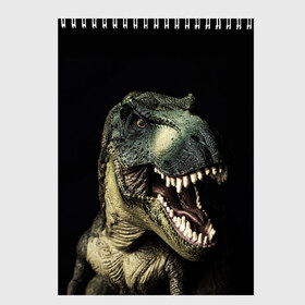 Скетчбук с принтом Динозавр T-Rex в Кировске, 100% бумага
 | 48 листов, плотность листов — 100 г/м2, плотность картонной обложки — 250 г/м2. Листы скреплены сверху удобной пружинной спиралью | dino | dinosauria | t rex | ti rex | дино | динозавр | парк юрского | т рекс | ти рекс | чудовище | юрский период | ящер | ящерица